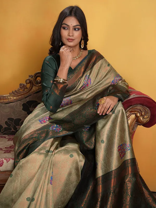 Women's_Silk_Blend_Light_Green_Woven_Design_Designer_Saree_With_Blouse_Piece