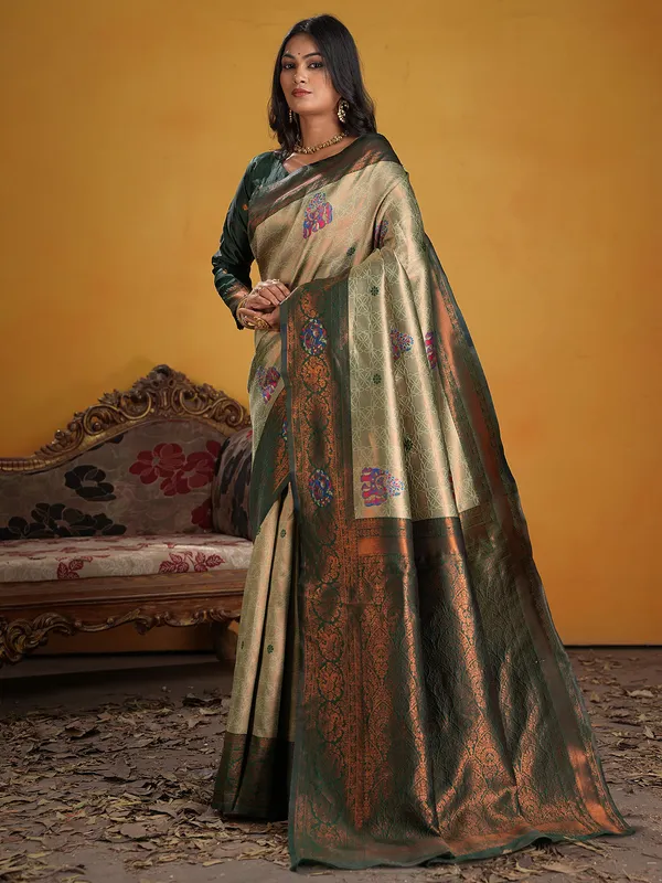 Women's_Silk_Blend_Light_Green_Woven_Design_Designer_Saree_With_Blouse_Piece