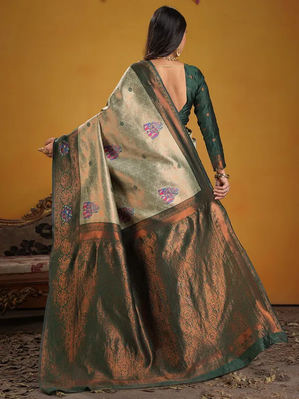 Women's_Silk_Blend_Light_Green_Woven_Design_Designer_Saree_With_Blouse_Piece