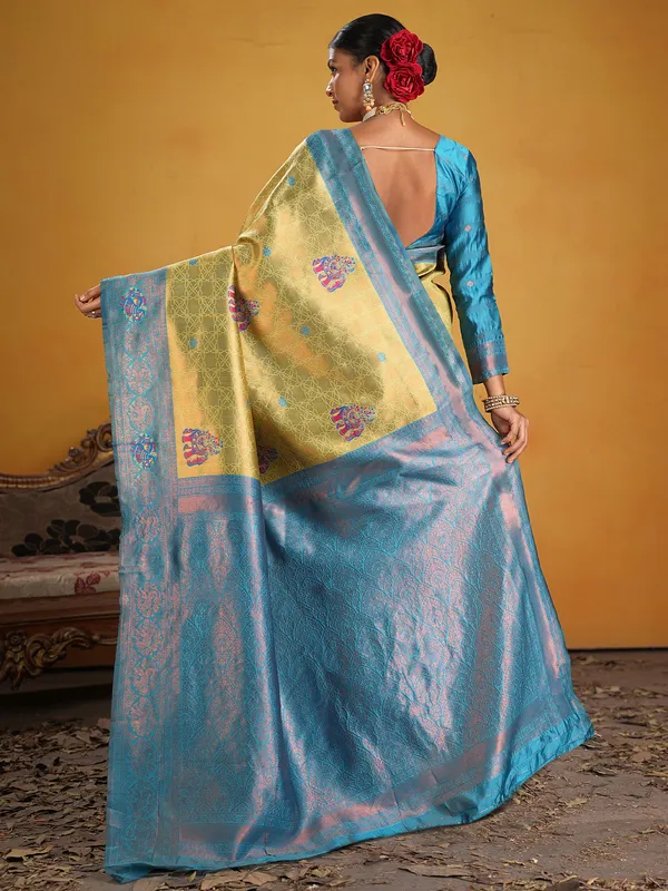 Women's_Silk_Blend_Yellow_Woven_Design_Designer_Saree_With_Blouse_Piece