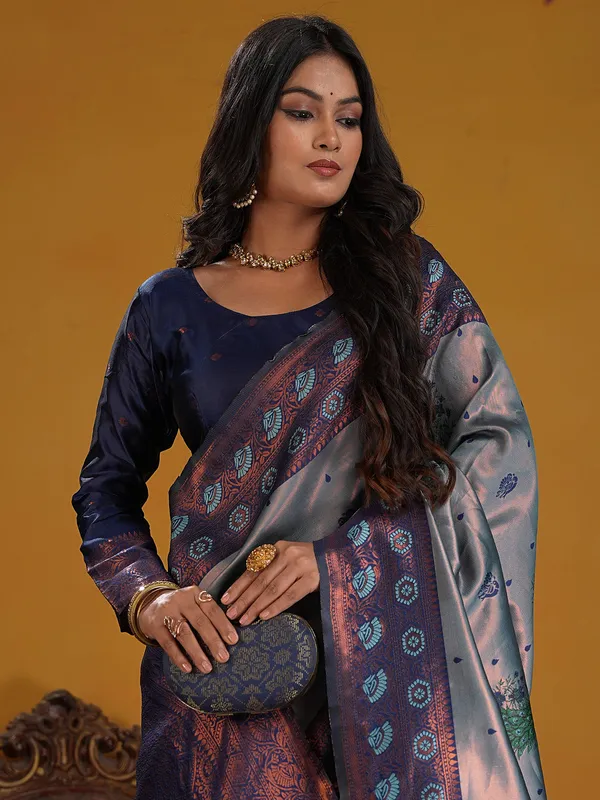 Women's_Silk_Blend_Light_Blue_Woven_Design_Designer_Saree_With_Blouse_Piece