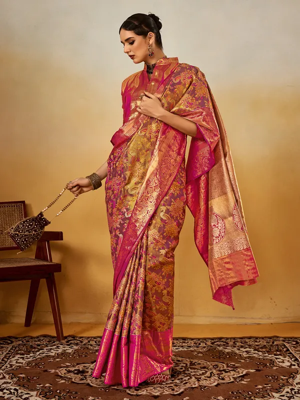 Women's_Silk_Blend_Mauve_Woven_Design_Designer_Saree_With_Blouse_Piece