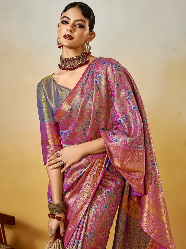 Women's_Silk_Blend_Mauve_Woven_Design_Designer_Saree_With_Blouse_Piece