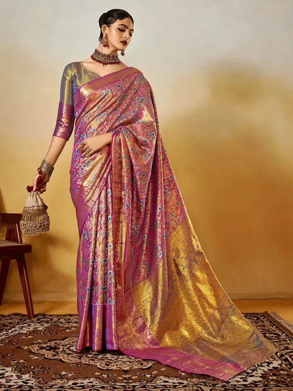 Women's_Silk_Blend_Mauve_Woven_Design_Designer_Saree_With_Blouse_Piece