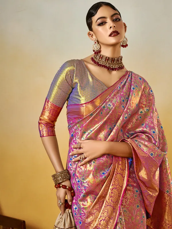 Women's_Silk_Blend_Mauve_Woven_Design_Designer_Saree_With_Blouse_Piece