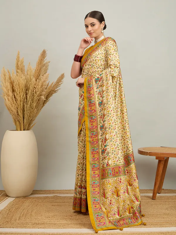 Women's_Silk_Blend_Cream_Digital_Print_Designer_Saree_With_Blouse_Piece