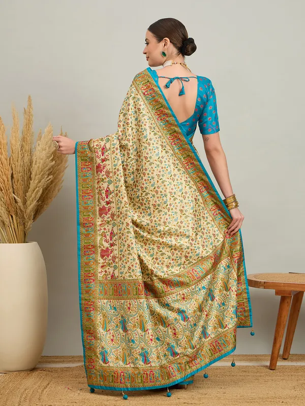 Women's_Silk_Blend_Cream_Digital_Print_Designer_Saree_With_Blouse_Piece