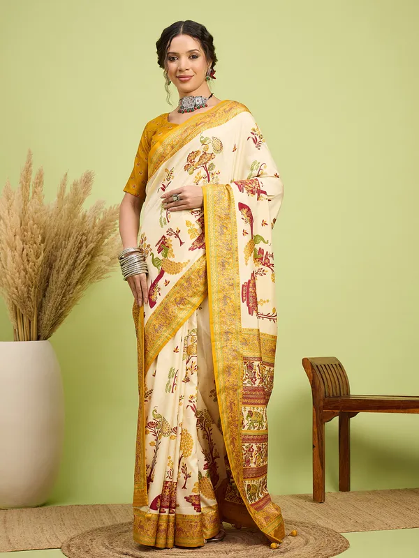 Women's_Silk_Blend_Cream_Digital_Print_Designer_Saree_With_Blouse_Piece