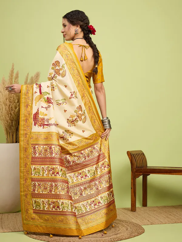 Women's_Silk_Blend_Cream_Digital_Print_Designer_Saree_With_Blouse_Piece