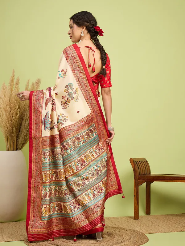 Women's_Silk_Blend_Cream_Digital_Print_Designer_Saree_With_Blouse_Piece