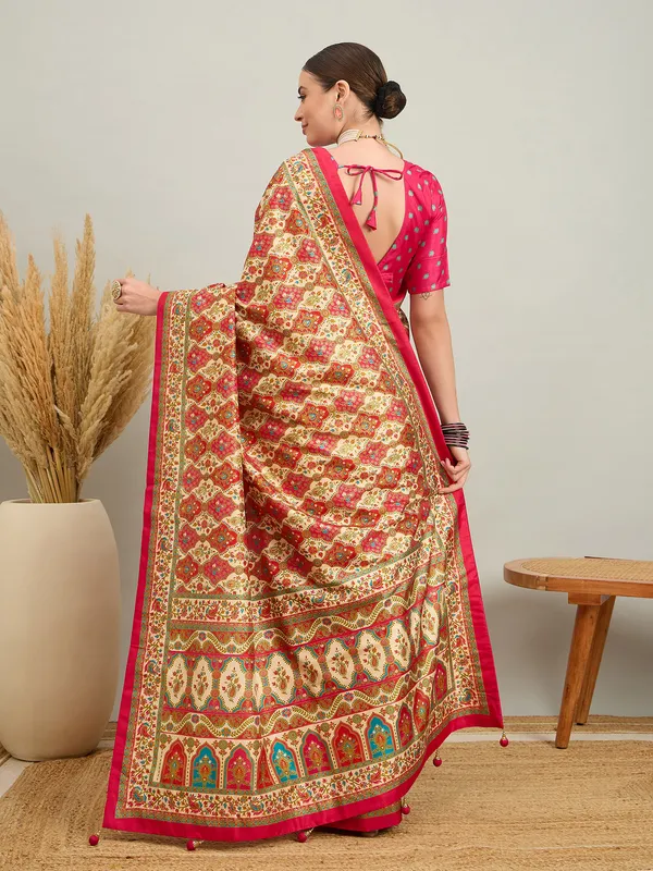 Women's_Silk_Blend_Cream_Digital_Print_Designer_Saree_With_Blouse_Piece