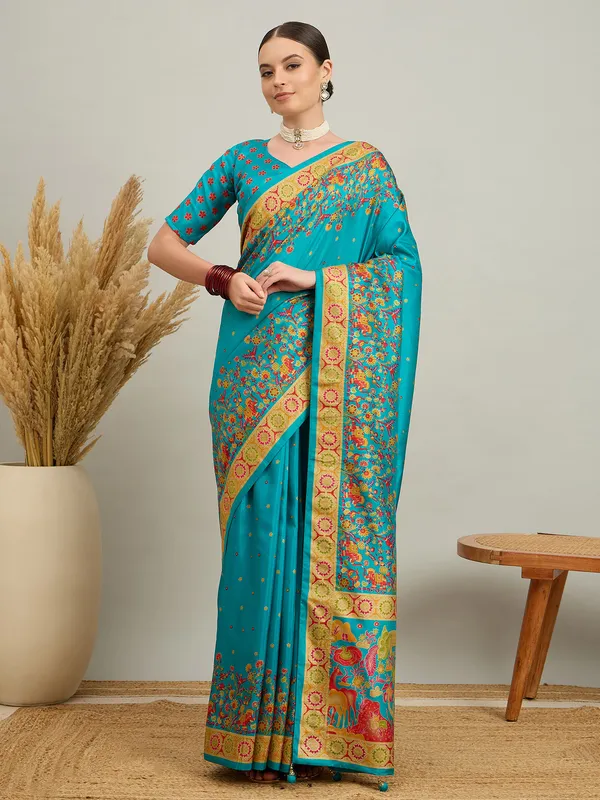 Women's_Silk_Blend_Light_Blue_Digital_Print_Designer_Saree_With_Blouse_Piece