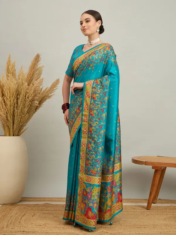 Women's_Silk_Blend_Light_Blue_Digital_Print_Designer_Saree_With_Blouse_Piece