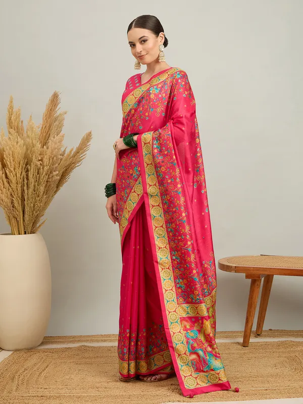 Women's_Silk_Blend_Pink_Digital_Print_Designer_Saree_With_Blouse_Piece