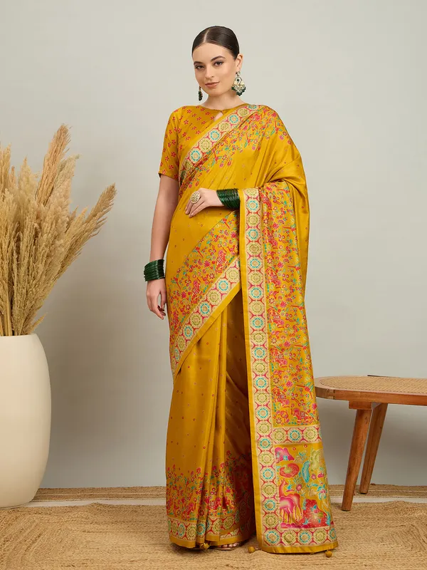 Women's_Silk_Blend_Mustard_Digital_Print_Designer_Saree_With_Blouse_Piece