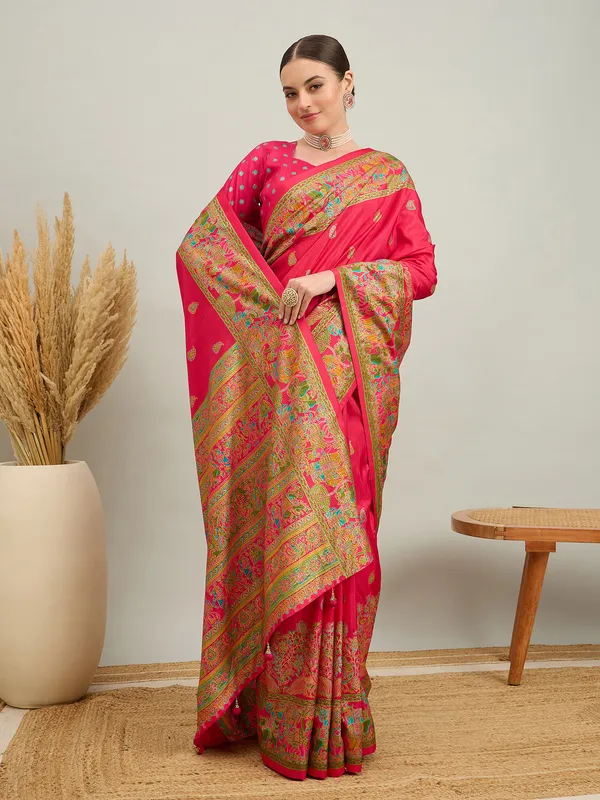 Women's_Silk_Blend_Pink_Digital_Print_Designer_Saree_With_Blouse_Piece