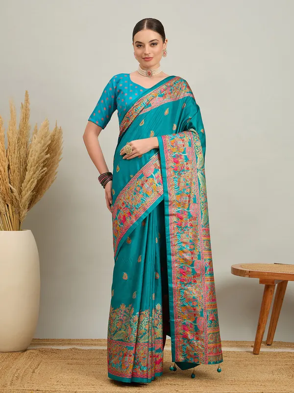 Women's_Silk_Blend_Light_Blue_Digital_Print_Designer_Saree_With_Blouse_Piece