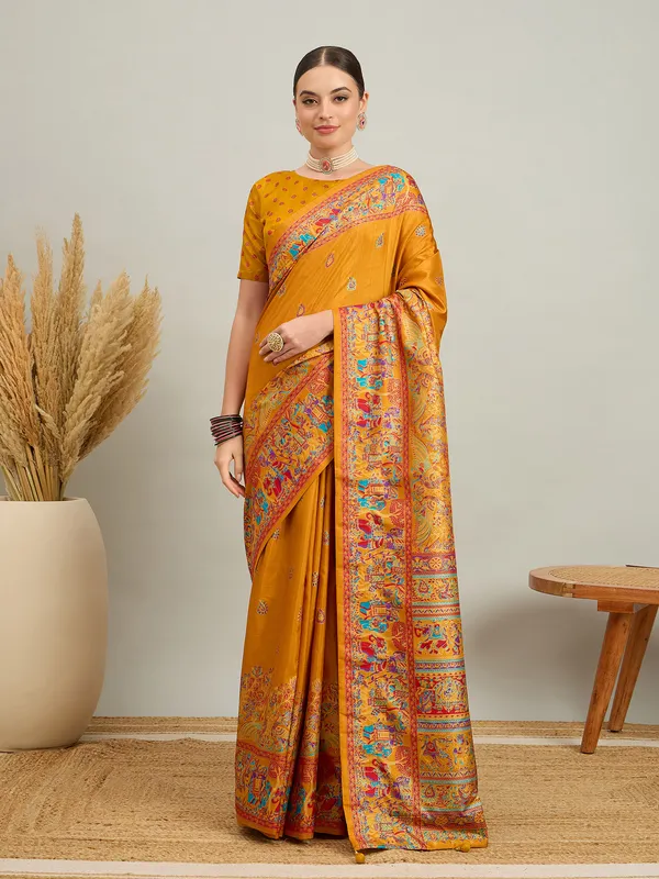 Women's_Silk_Blend_Mustard_Digital_Print_Designer_Saree_With_Blouse_Piece
