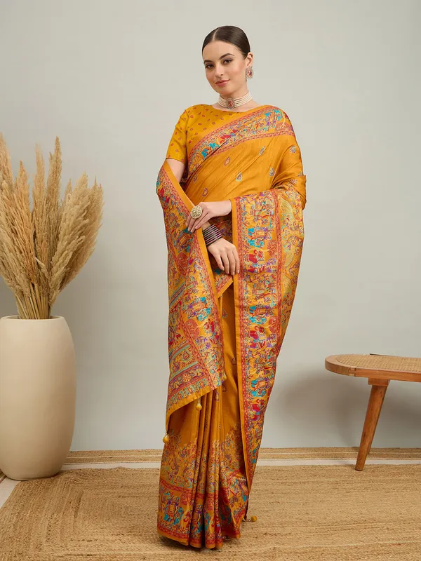 Women's_Silk_Blend_Mustard_Digital_Print_Designer_Saree_With_Blouse_Piece