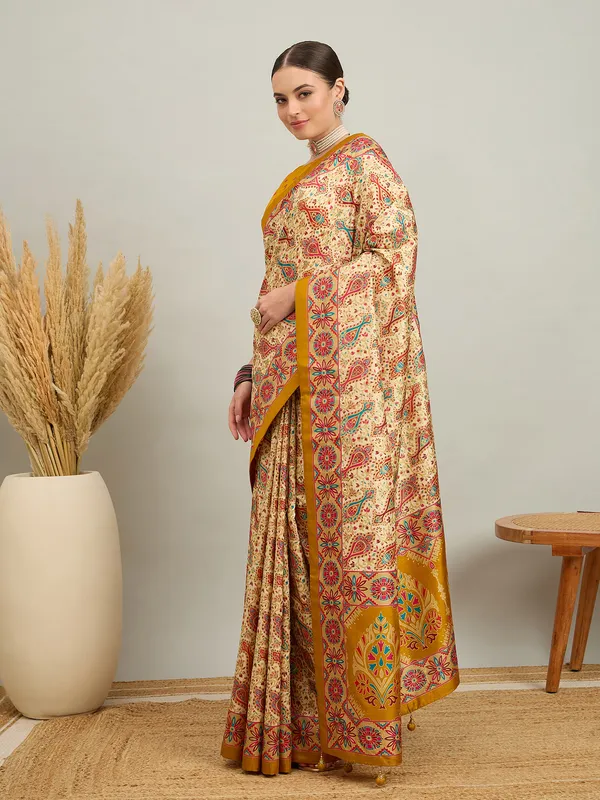Women's_Silk_Blend_Mustard_Digital_Print_Designer_Saree_With_Blouse_Piece