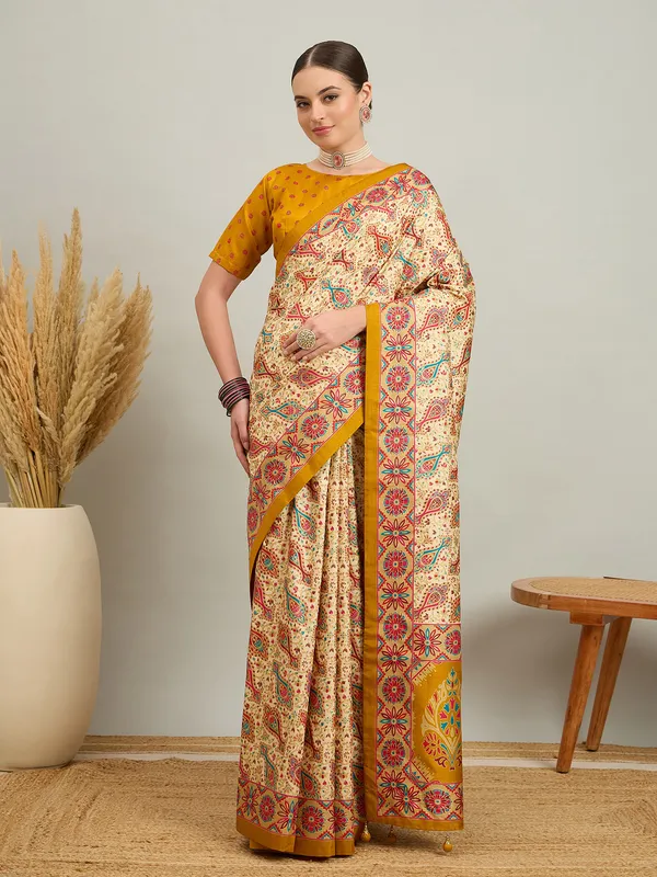Women's_Silk_Blend_Mustard_Digital_Print_Designer_Saree_With_Blouse_Piece