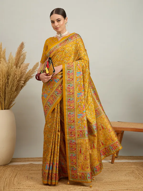 Women's_Silk_Blend_Mustard_Digital_Print_Designer_Saree_With_Blouse_Piece