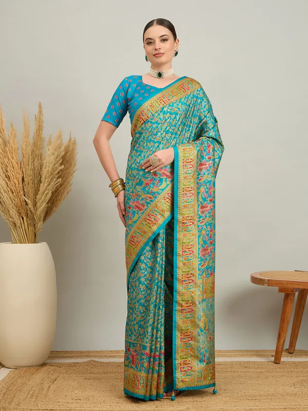 Women's_Silk_Blend_Light_Blue_Digital_Print_Designer_Saree_With_Blouse_Piece