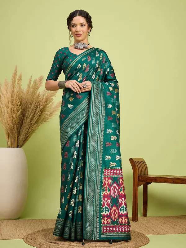 Women's_Silk_Blend_Teal_green_Digital_Print_Designer_Saree_With_Blouse_Piece