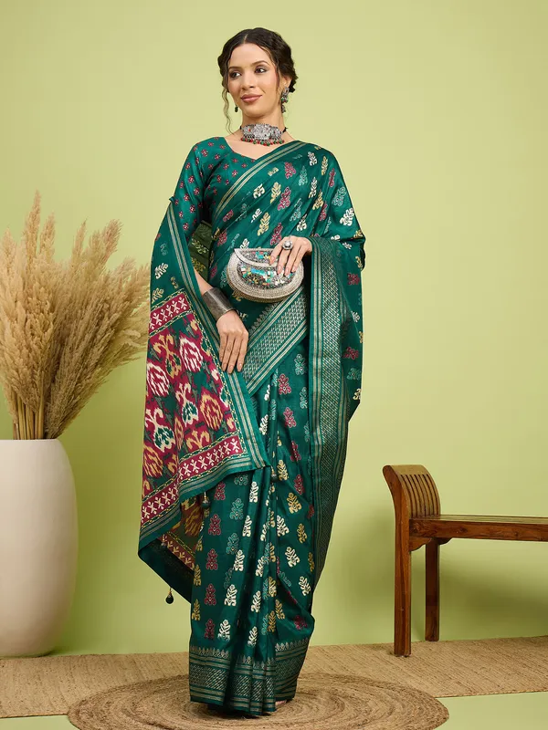 Women's_Silk_Blend_Teal_green_Digital_Print_Designer_Saree_With_Blouse_Piece