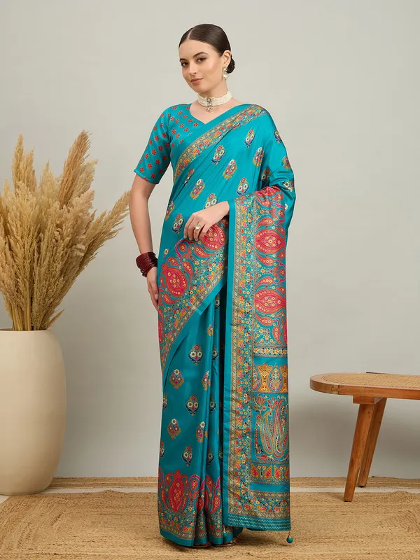 Women's_Silk_Blend_Light_Blue_Digital_Print_Designer_Saree_With_Blouse_Piece