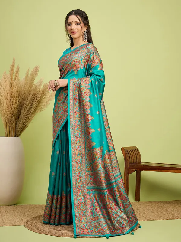 Women's_Silk_Blend_Light_Blue_Digital_Print_Designer_Saree_With_Blouse_Piece