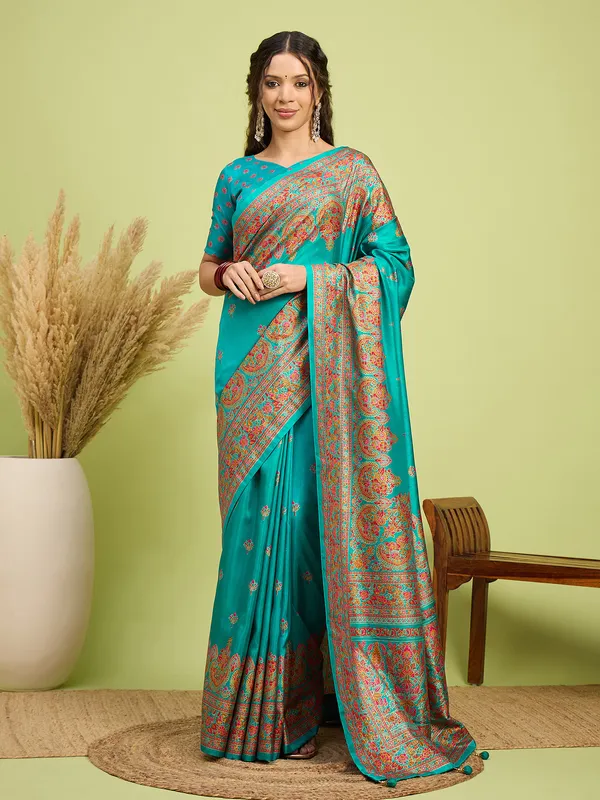 Women's_Silk_Blend_Light_Blue_Digital_Print_Designer_Saree_With_Blouse_Piece