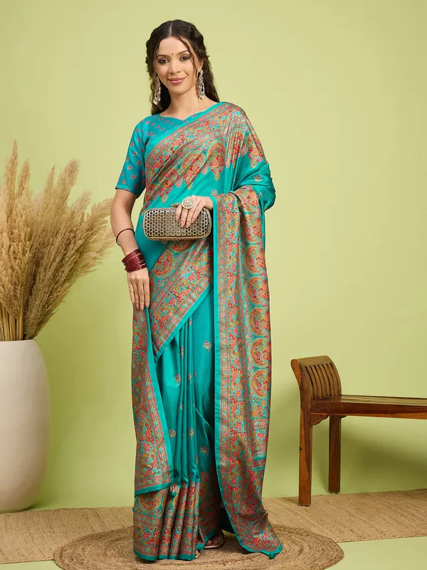 Women's_Silk_Blend_Light_Blue_Digital_Print_Designer_Saree_With_Blouse_Piece