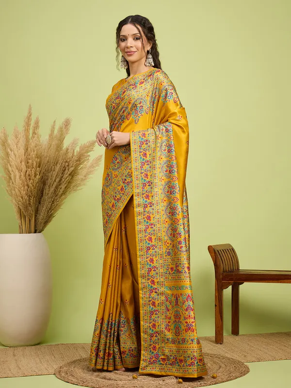 Women's_Silk_Blend_Mustard_Digital_Print_Designer_Saree_With_Blouse_Piece