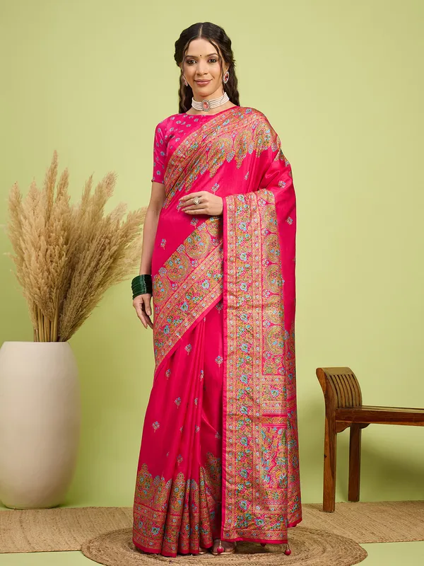 Women's_Silk_Blend_Pink_Digital_Print_Designer_Saree_With_Blouse_Piece