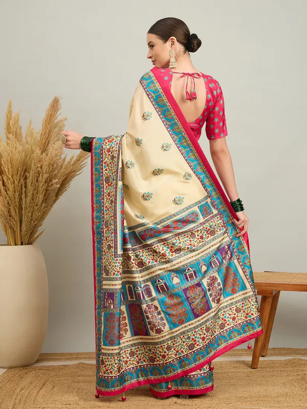 Women's_Silk_Blend_Cream_Digital_Print_Designer_Saree_With_Blouse_Piece