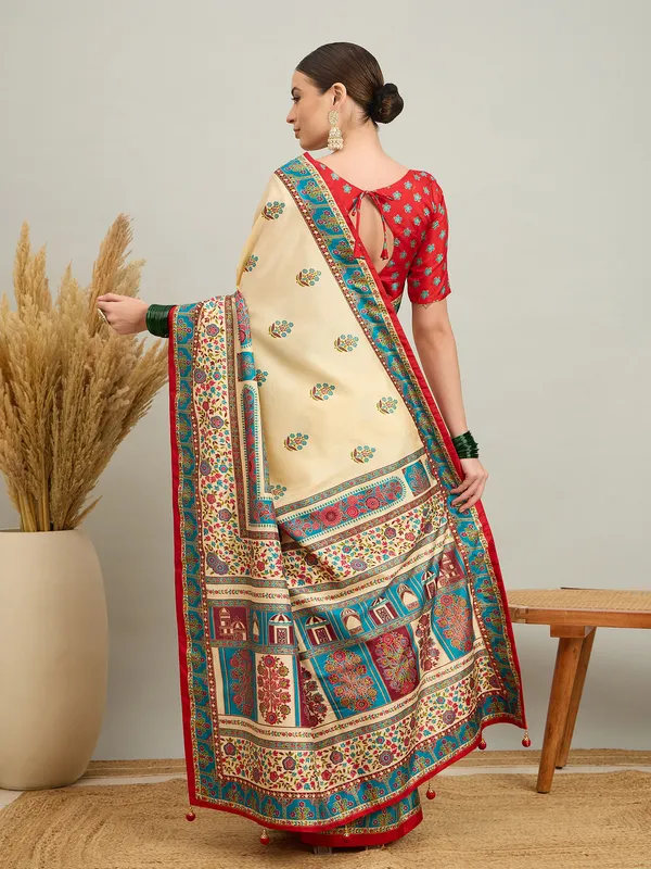 Women's_Silk_Blend_Cream_Digital_Print_Designer_Saree_With_Blouse_Piece