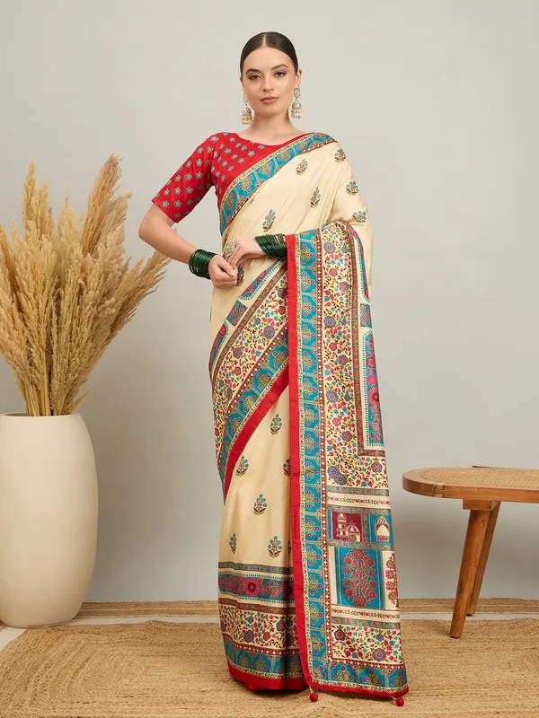 Women's_Silk_Blend_Cream_Digital_Print_Designer_Saree_With_Blouse_Piece