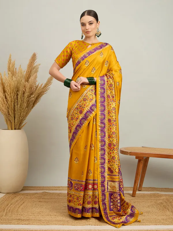 Women's_Silk_Blend_Mustard_Digital_Print_Designer_Saree_With_Blouse_Piece