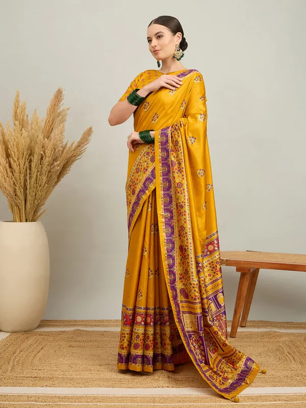 Women's_Silk_Blend_Mustard_Digital_Print_Designer_Saree_With_Blouse_Piece