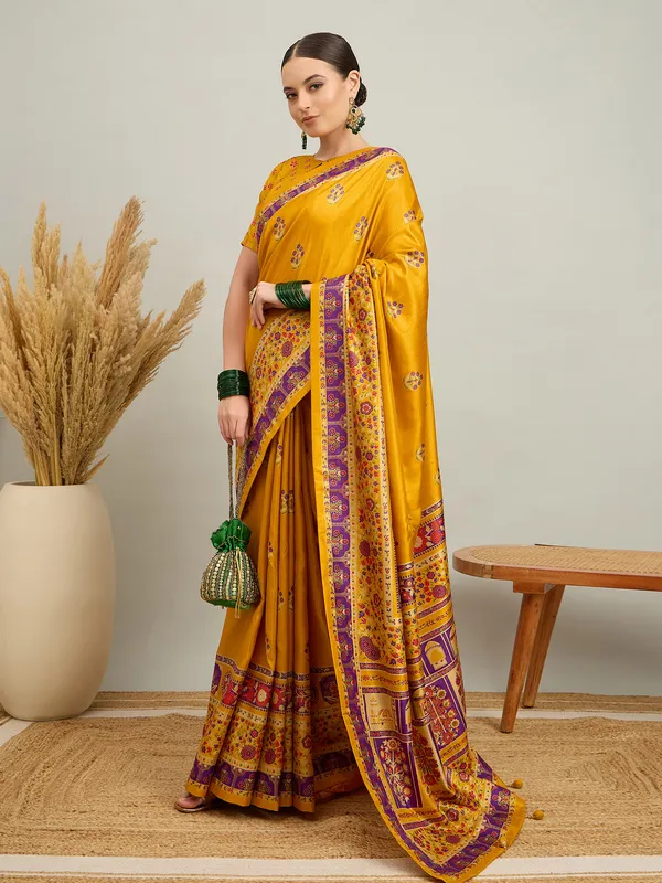Women's_Silk_Blend_Mustard_Digital_Print_Designer_Saree_With_Blouse_Piece