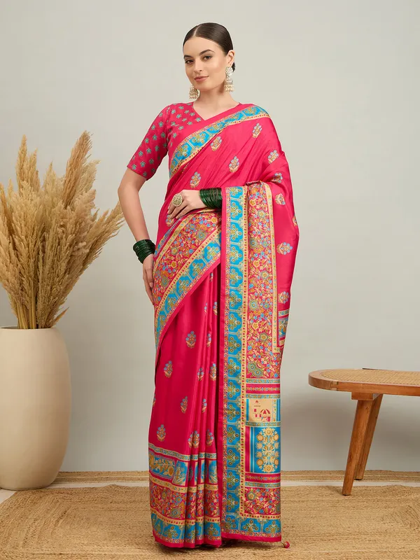Women's_Silk_Blend_Pink_Digital_Print_Designer_Saree_With_Blouse_Piece
