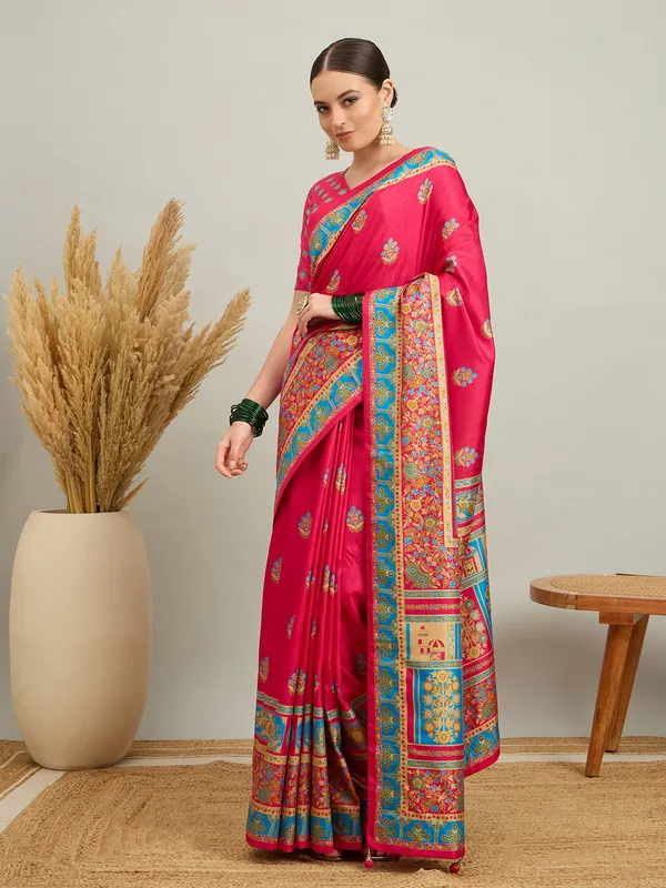 Women's_Silk_Blend_Pink_Digital_Print_Designer_Saree_With_Blouse_Piece