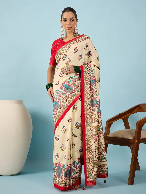 Women's_Silk_Blend_Off_White_Digital_Print_Designer_Saree_With_Blouse_Piece