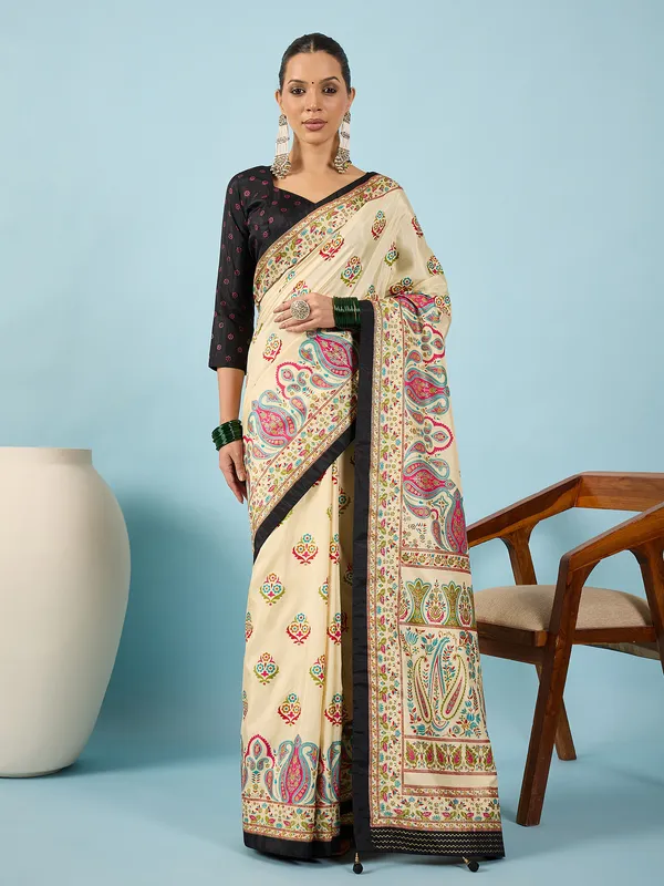 Women's_Silk_Blend_Off_White_Digital_Print_Designer_Saree_With_Blouse_Piece