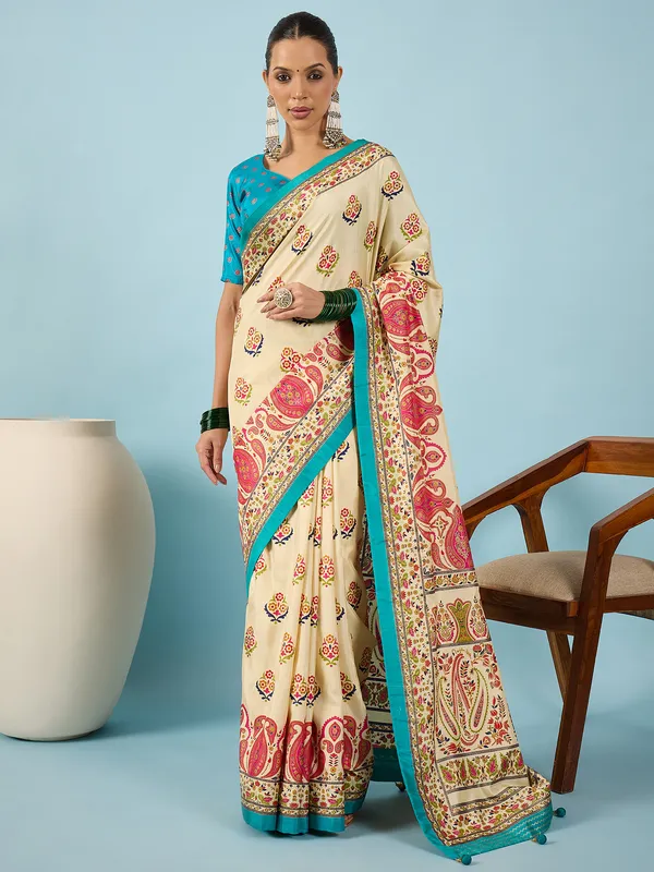 Women's_Silk_Blend_Off_White_Digital_Print_Designer_Saree_With_Blouse_Piece