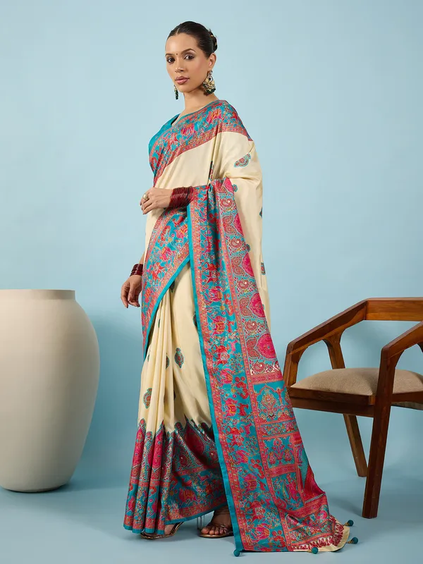 Women's_Silk_Blend_Teal_blue_Digital_Print_Designer_Saree_With_Blouse_Piece