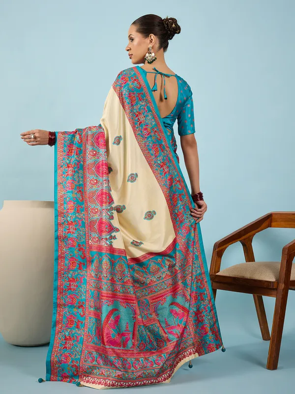 Women's_Silk_Blend_Teal_blue_Digital_Print_Designer_Saree_With_Blouse_Piece