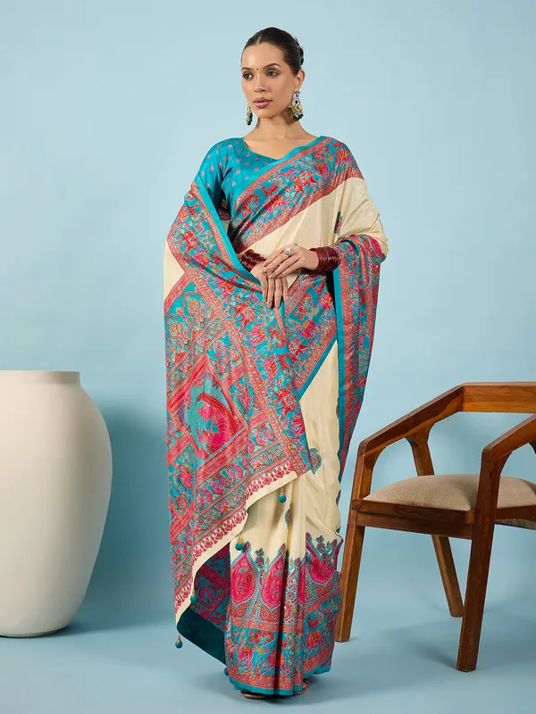 Women's_Silk_Blend_Teal_blue_Digital_Print_Designer_Saree_With_Blouse_Piece