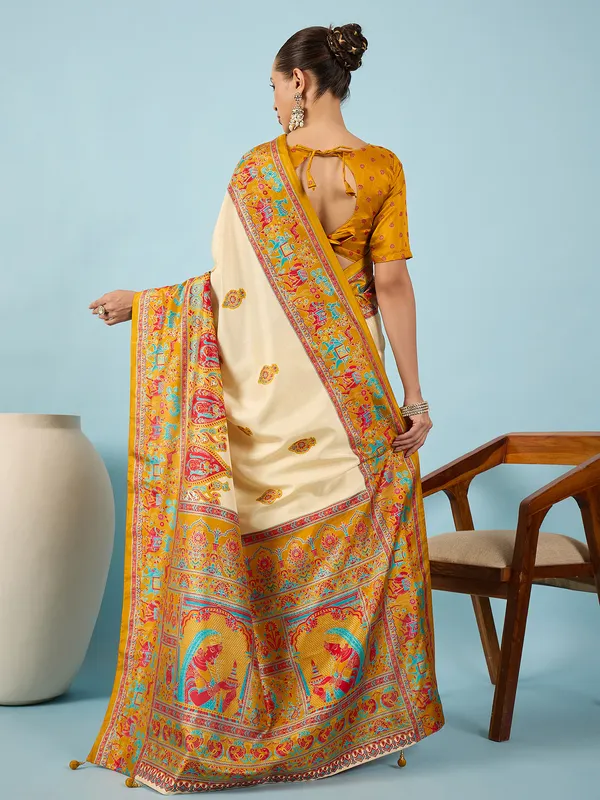 Women's_Silk_Blend_Mustard_Digital_Print_Designer_Saree_With_Blouse_Piece